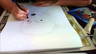 Speed Drawing - Girl And Her Cat