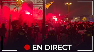 Champs-Élysées: les supporters algériens fêtent la victoire de leur équipe