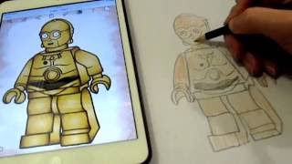 How to draw robot c-3po LEGO Star Wars