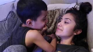 Little Boy kissing Young Girl