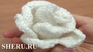How to Knit Rose Flower Tutorial 13 Роза связанная спицами