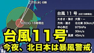 【台風11号最新情報】今夜、温帯低気圧に変わる見込み　北日本は暴風警戒