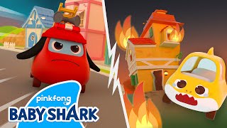 FIRE ALERT! Let's Rescue Baby Shark from Fire | Baby Shark Toy Car in 3D 