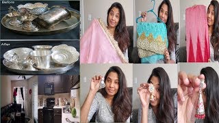 Festival house clean-up || Sarees&Jewlary for dussehra || Clean/Polish Silver pooja items ||