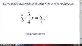 Solving Equations by Multiplying by the reciprocal