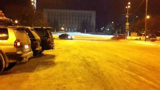 Snowboarding in the center of the city!