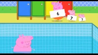 Свинка Пеппа обзор игры для детей Прыжки в бассейн. Мультфильмы на FineBabyTV.