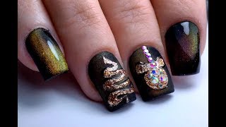 Самый Крутой Зимний Дизайн Ногтей Елка Кошачий Глаз | The Coolest Winter Nail Design