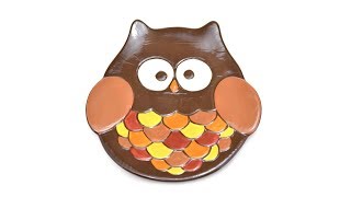 How to Paint Pottery:  Fall Owl Plate