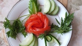 УКРАШЕНИЕ ПРАЗДНИЧНОГО СТОЛА РОЗА ИЗ ПОМИДОРА ЦВЕТЫ КАРВИНГ
