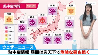熱中症情報 昼間は炎天下で危険な暑さ続く
