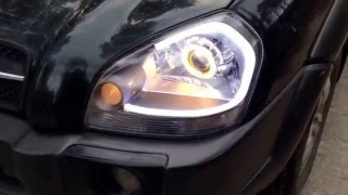 Hyundai Tucson биксенон би линзы с гибкими ходовыми огнями