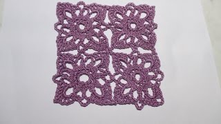 Квадратный мотив крючком. MC  crochet motif. Lesson knitting.