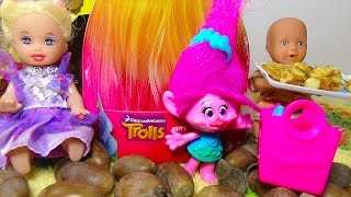 Мультик про кукол. Тролль Поппи съела печенье Кати и Макса/ Troll Poppy ate cookies Kathy and Max