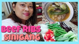HOW TO COOK SINIGANG BEEF RIBS ( pinoy food) +Fresh Veggie from my Garden| rhonaVlogs