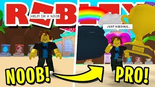 NOOB DISGUISE TROLLING! WITH TROPHY, POT O' GOLD & SOUL HEART IN ROBLOX BUBBLEGUM SIMULATOR!!