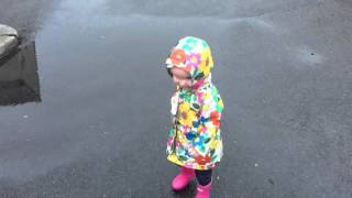 Elsie-Rose Splashing in the Puddles in her Wellies