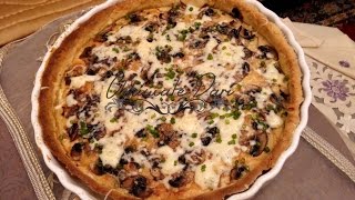 كيش نباتي بالبصل والفطر الطري هااااااائل | Quiche champignions frais et ognions