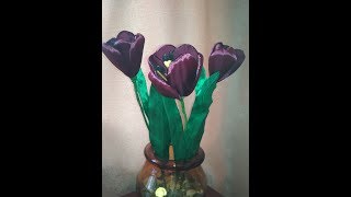 Тюльпаны из атласной ленты#Satin Ribbon Tulips#Tulipas de fita de cetim# Satynowe Wstążki Tulipany.