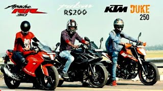 APACHE RR310 VS DUKE 250 VS PULSAR RS 200.|LONG RACE| |HIGHWAY BATTLE|.
