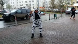 В Южном Бутово уличный промоутер устроил танцевальный флешмоб - Москва 2017 г.