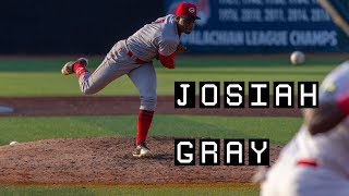 Josiah Gray pitching for the Greeneville Reds