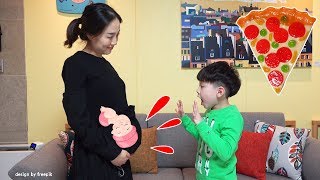 뉴욕이의 엄마가 임신했어요! 콩순이 피자가게 장난감 놀이 뉴욕이랑 놀자 Mom is pregnant! Kongsuni Pizza Shop Toy NY Toys