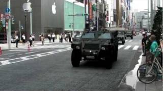消防車&自衛隊車両 緊急走行車列 銀座 motorcade of fire engines & military vehicles