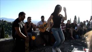 Mirador San nicolas Albaycin en Granada (Alhambra), rumba improvisada con Gitanos Lisa carmen