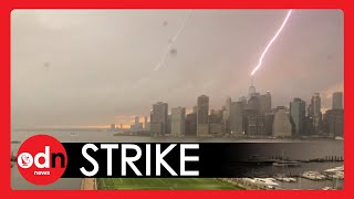 Storm Henri: Lightning Strikes One World Trade Center