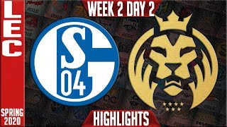 S04 vs MAD Highlights | LEC Spring 2020 W2D2 | Schalke 04 vs MAD Lions