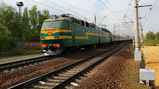 ЧС7-283 с поездом №3 Москва-Белгород "полная схема", выходные стрелки станции Подольск