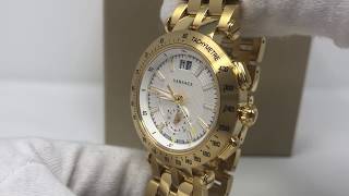 Versace V-Race VAH03 0016 Chronograph Watch 42 mm White Dial IP Gold Extra Strap and Bezel