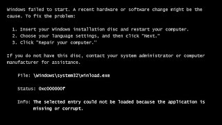 Ошибка winload.exe, 0xc000000f, windows vista, chkdsk C: /f, восстановление(Error, recovery)