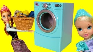 WASHER ! Laundry - Elsa & Anna toddlers - Foam - Mess - Soap