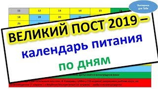 ?️ Календарь питания в Великий пост - 2019 по дням ?️