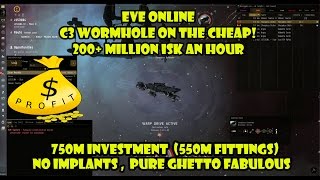 Eve online – C3 Wormhole on the cheap! 200+ million an hour!