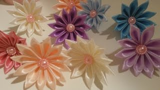 НОВЫЙ цветок Канзаши из атласных лент 2.5см