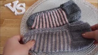 Простые тапочки(следки) спицами.  Подробный МК. Simple slippers.