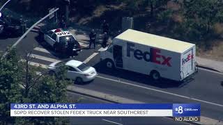 Watch Live: SDPD recover stolen FedEx truck near Southcrest