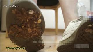 trample crush under girls' shoes