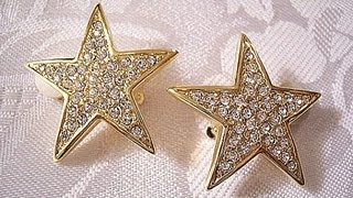 Crystal Star Clip On Earrings Gold Tone Joan Rivers Classic