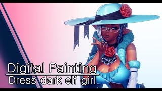 Digital Painting - Dress dark elf girl