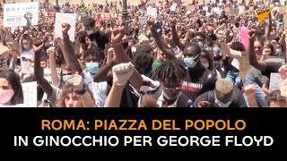 Roma: piazza del Popolo in ginocchio per George Floyd