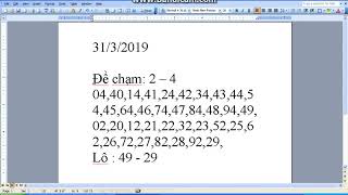 soi cầu dàn đề + lô ngày 31/3/2019 siêu chuẩn . bingo