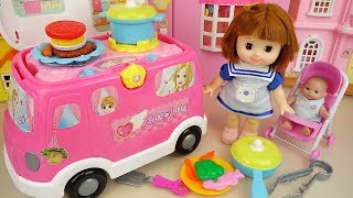 Baby doll camping kitchen car  play baby Doli learn cooking