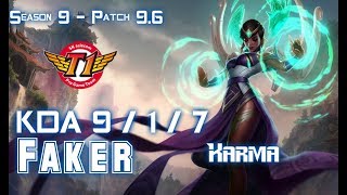 SKT Faker KARMA vs RIVEN Mid - Patch 9.6 KR Ranked