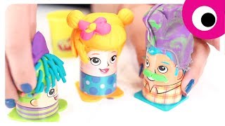 Play-Doh Веселі зачіски - дитячий набір для гри ♥ Лялька Челсі з подружкою грає в перукарню з плейдо