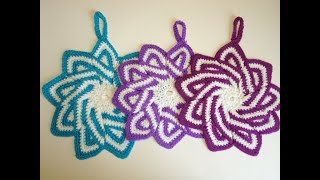 Кухонная салфетка-прихватка крючком "Снежинка"\Kitchen napkin crochet "Snowflake".