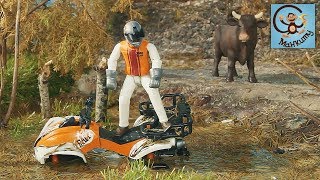 Мультик про машинки. Трактор лесовоз John Deere, квадроцикл тонет в болоте. Bruder.  МанкиМуль